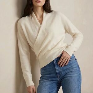 Lacetti Svalbard Cream Wrap-Front Cashmere Women's Sweater